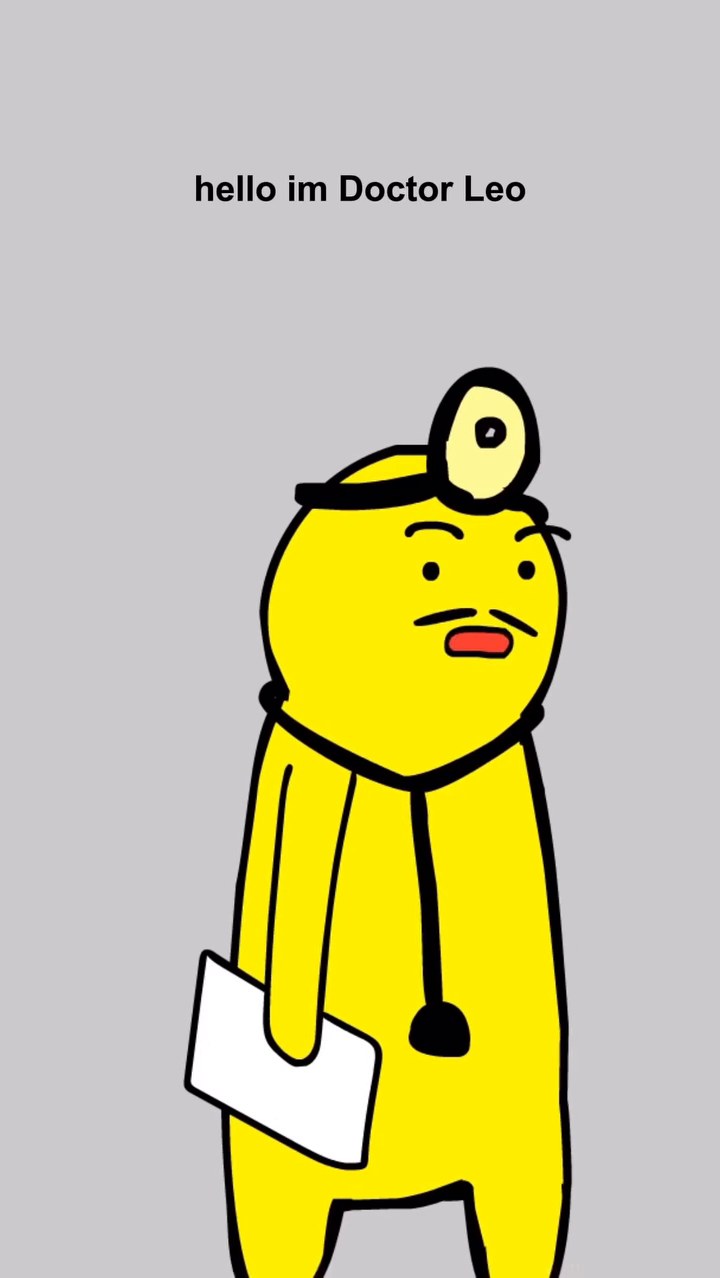Purple/yellow character dressed as a doctor